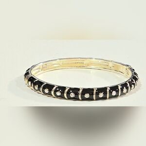 Nordstrom Sequin NYC Black Enamel & Crystals Hinge Bangle Bracelet NWOT